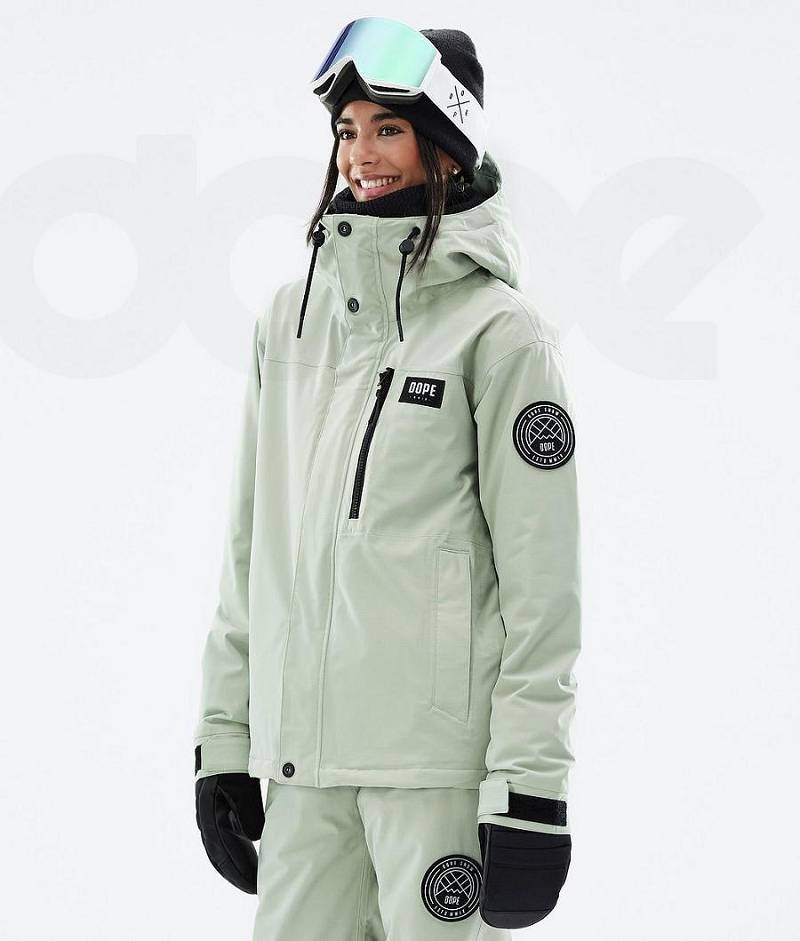 Green Women\'s Dope Blizzard W Full Zip Snowboard Jackets | India_D1856