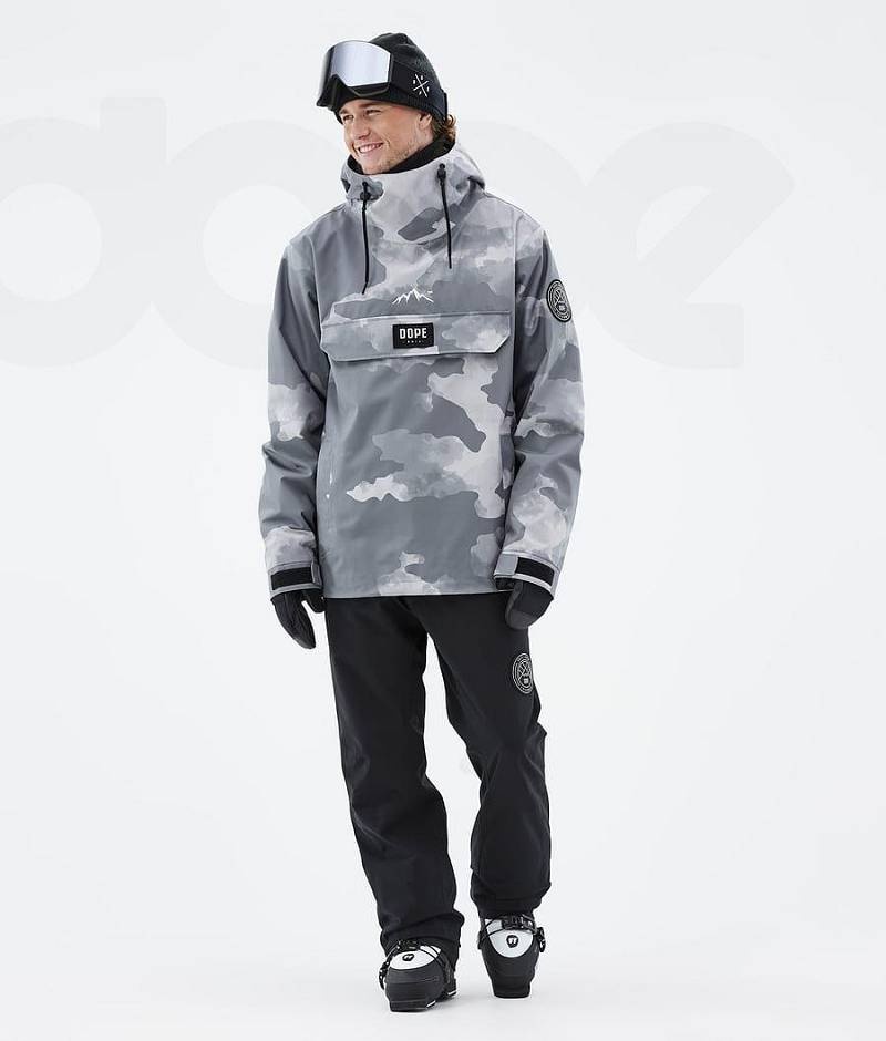 Grey Camo Men's Dope Blizzard Ski Jackets | India_D2176