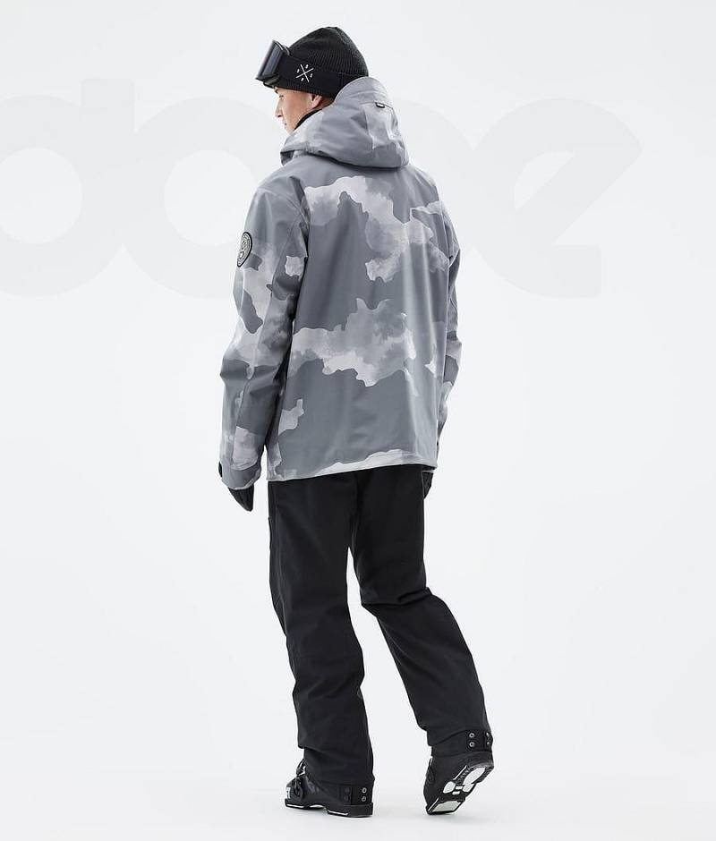 Grey Camo Men's Dope Blizzard Ski Jackets | India_D2176