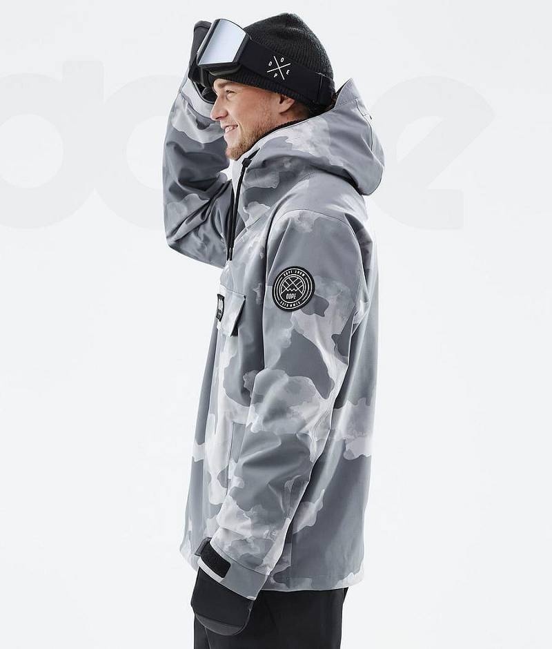 Grey Camo Men's Dope Blizzard Ski Jackets | India_D2176