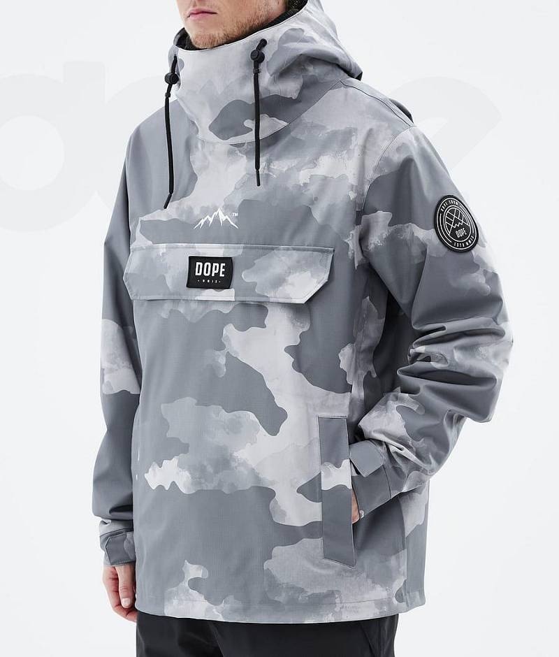 Grey Camo Men's Dope Blizzard Ski Jackets | India_D2176