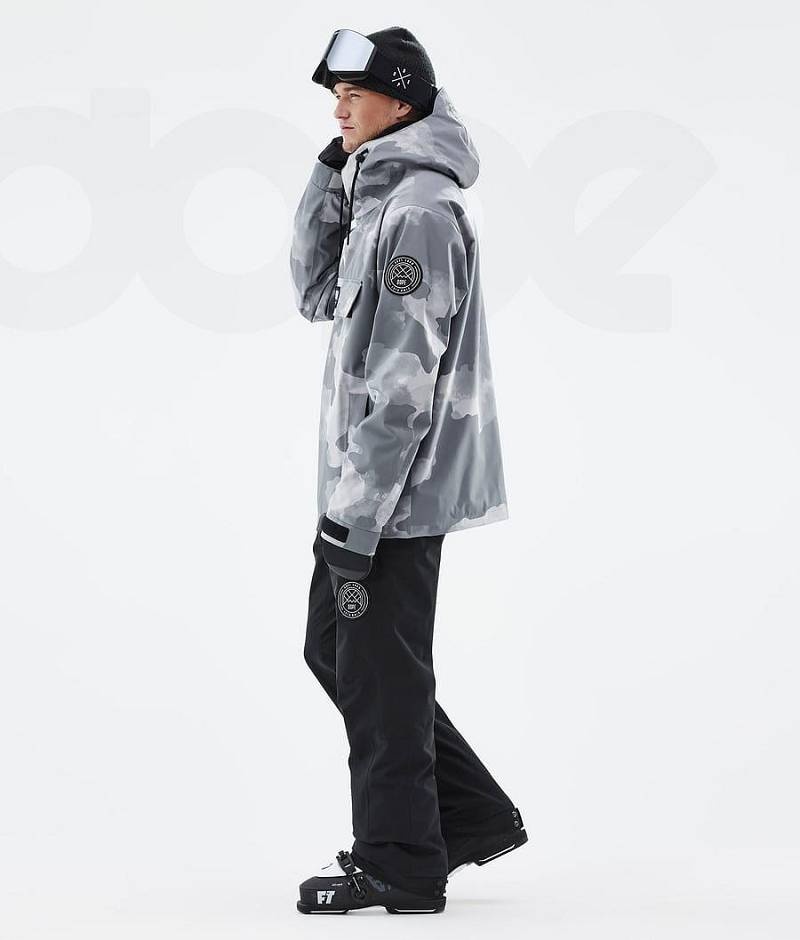 Grey Camo Men's Dope Blizzard Ski Jackets | India_D2176