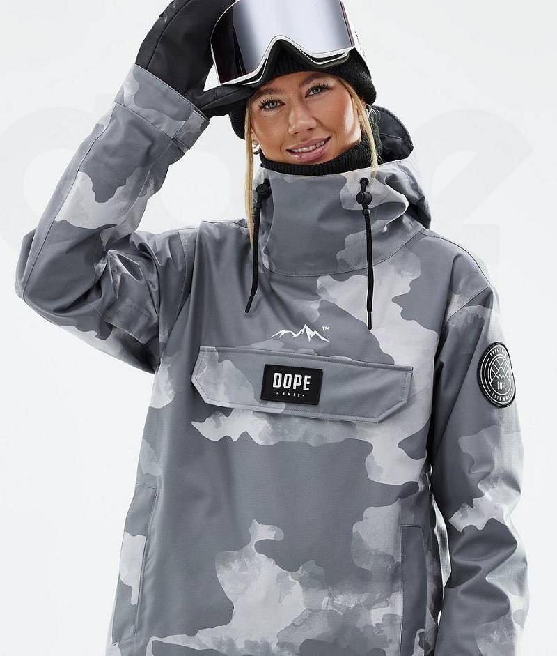 Grey Camo Women's Dope Blizzard W Snowboard Jackets | India_D2335