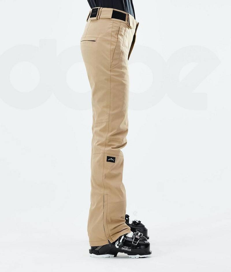 Khaki Women's Dope Con W 2021 Ski Pants | India_D1086