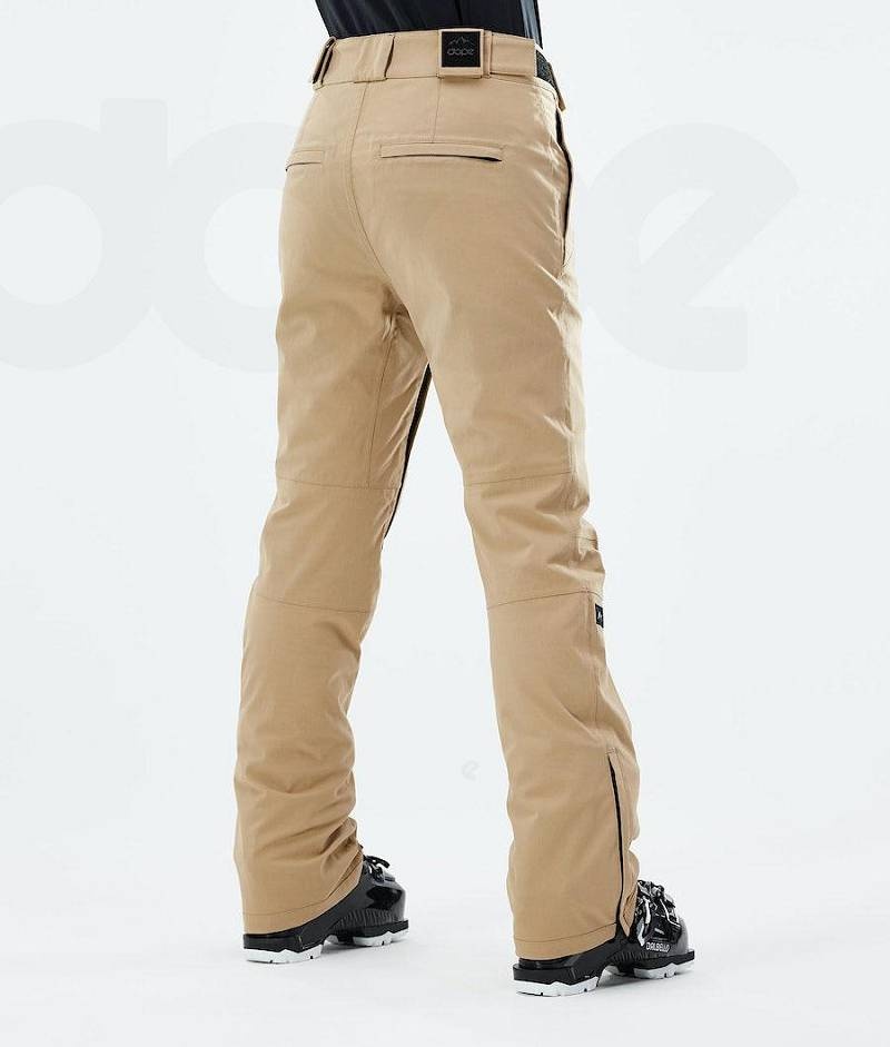 Khaki Women's Dope Con W 2021 Ski Pants | India_D1086