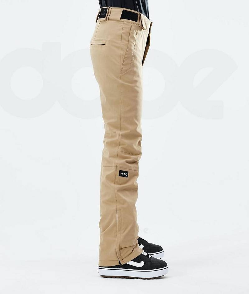 Khaki Women's Dope Con W 2021 Snowboard Pants | India_D1133