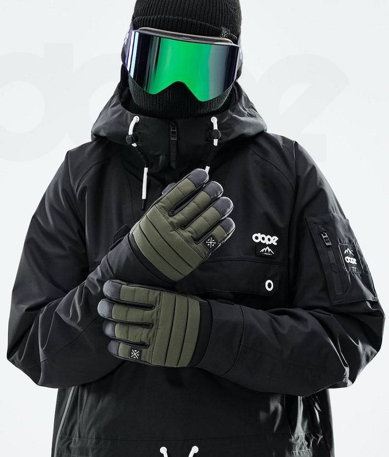 Olive Men's Dope Ace 2021 Snowboard Gloves | India_D2456