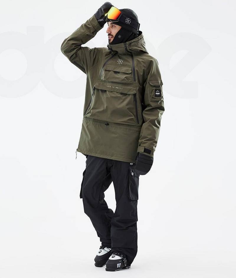 Olive Men's Dope Akin Ski Jackets | India_D1290