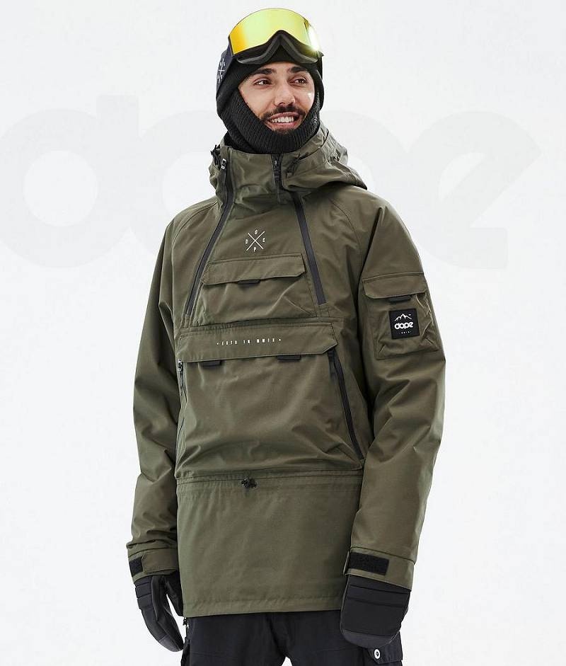 Olive Men\'s Dope Akin Ski Jackets | India_D1290