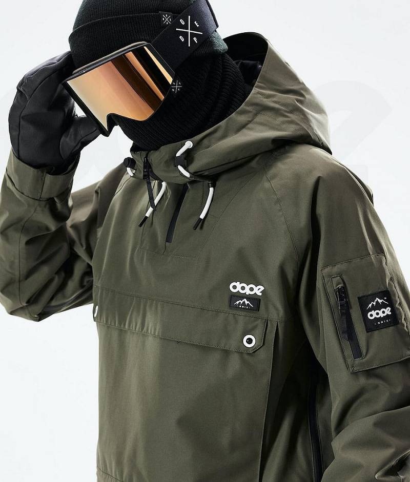 Olive Men's Dope Annok 2021 Snowboard Jackets | India_D1389