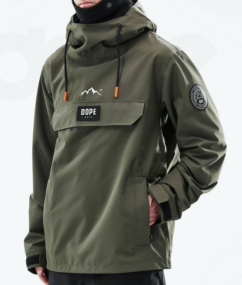 Olive Men's Dope Blizzard 2021 Snowboard Jackets | India_D1059