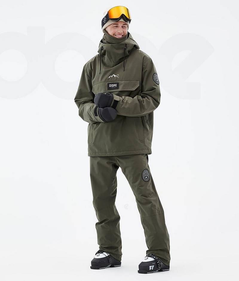 Olive Men's Dope Blizzard Ski Jackets | India_D1163