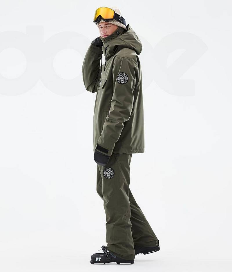 Olive Men's Dope Blizzard Ski Jackets | India_D1163