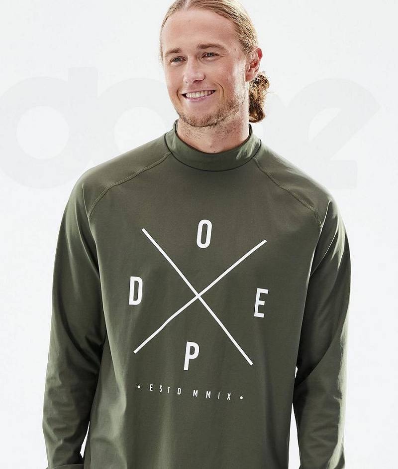 Olive Men's Dope Snuggle Base Layer Tops | India_D1862