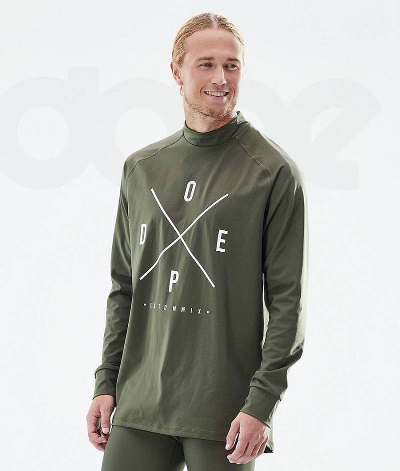 Olive Men\'s Dope Snuggle Base Layer Tops | India_D1862