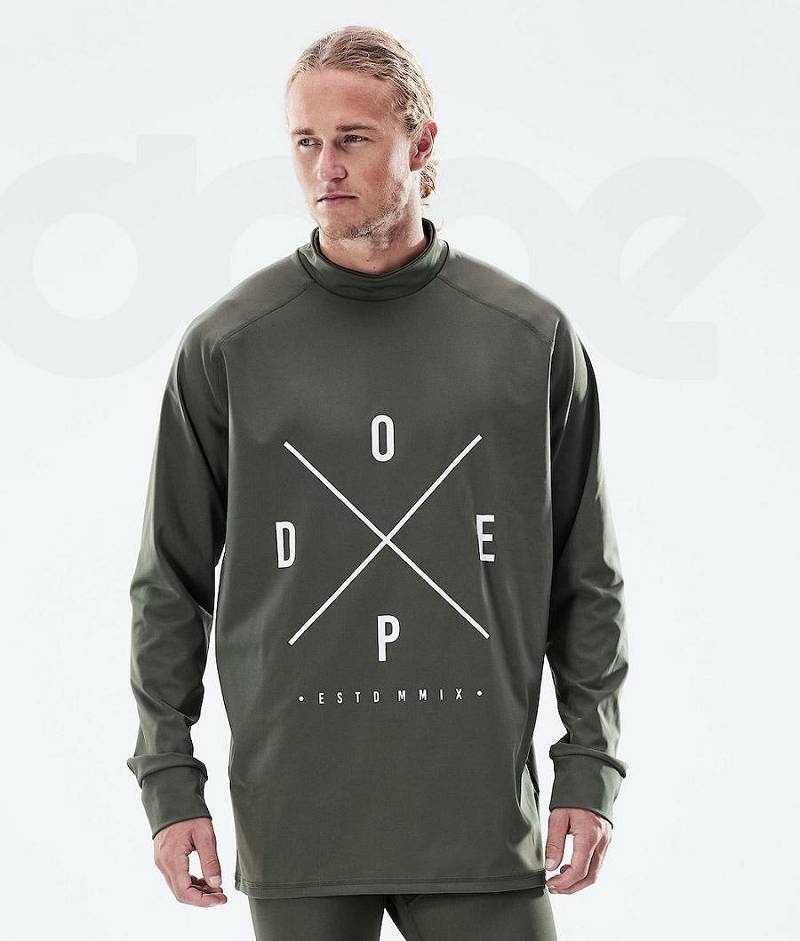 Olive Men\'s Dope Snuggle Base Layer Tops | India_D1254