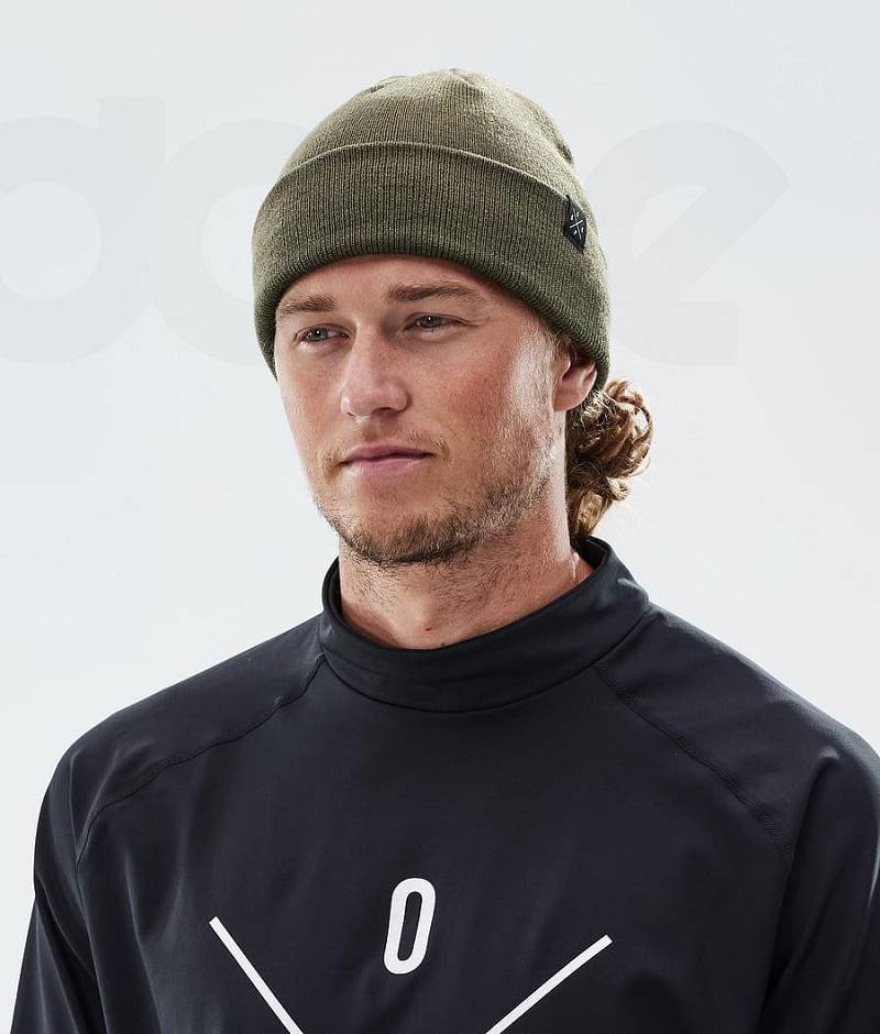 Olive Men's Dope Solitude Beanies | India_D1965