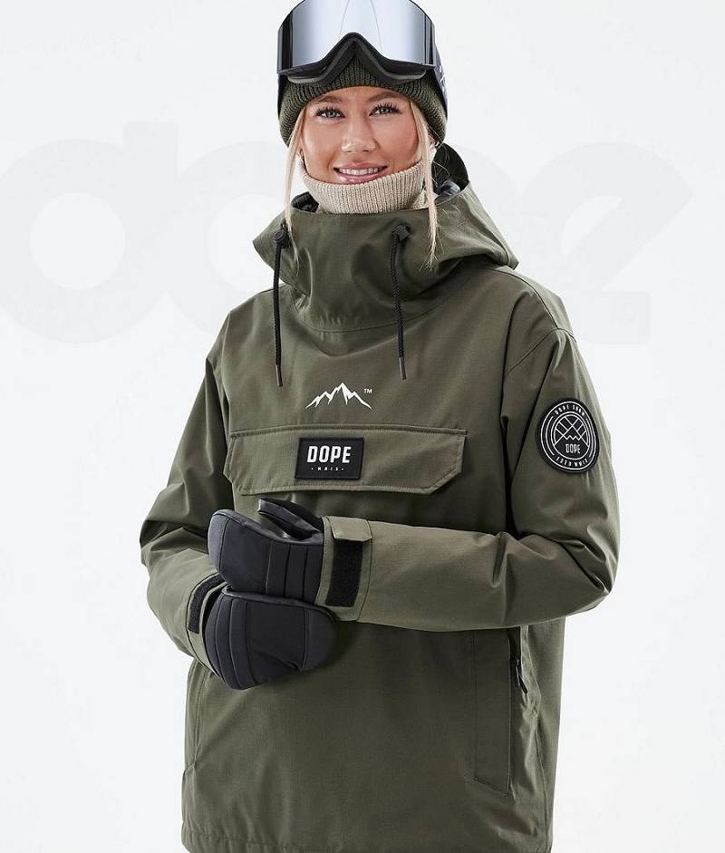 Olive Women's Dope Blizzard W Ski Jackets | India_D1658