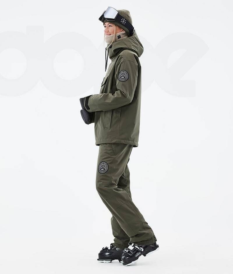 Olive Women's Dope Blizzard W Ski Jackets | India_D1658