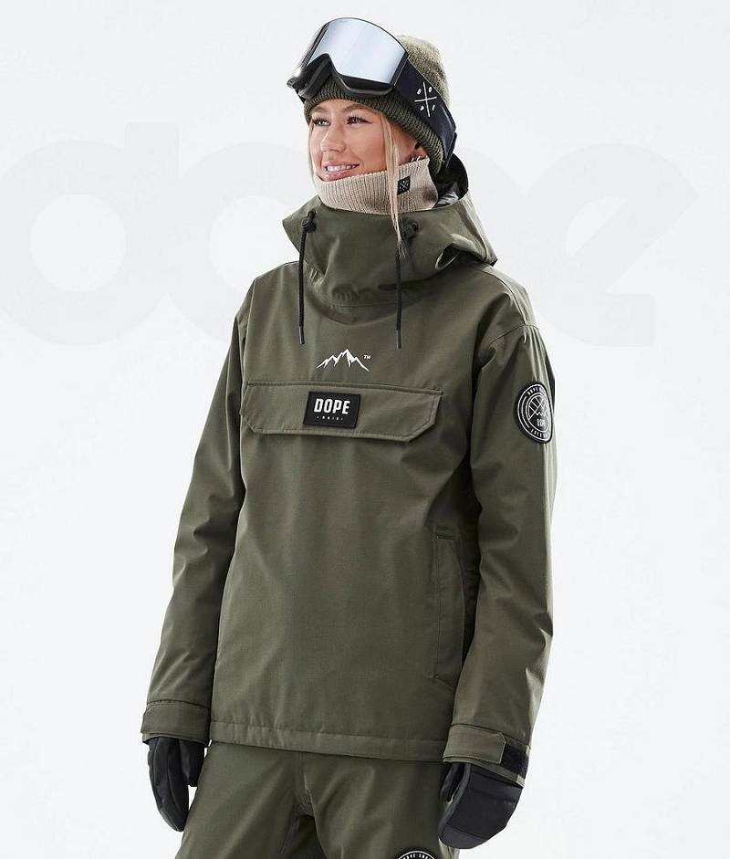 Olive Women\'s Dope Blizzard W Ski Jackets | India_D1658