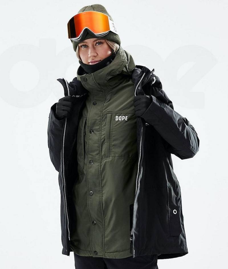 Olive Women's Dope Insulated W Ski Jackets | India_D2096