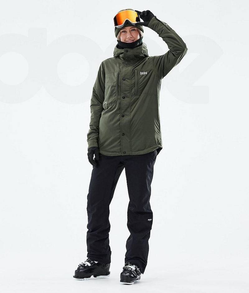 Olive Women's Dope Insulated W Ski Jackets | India_D2096