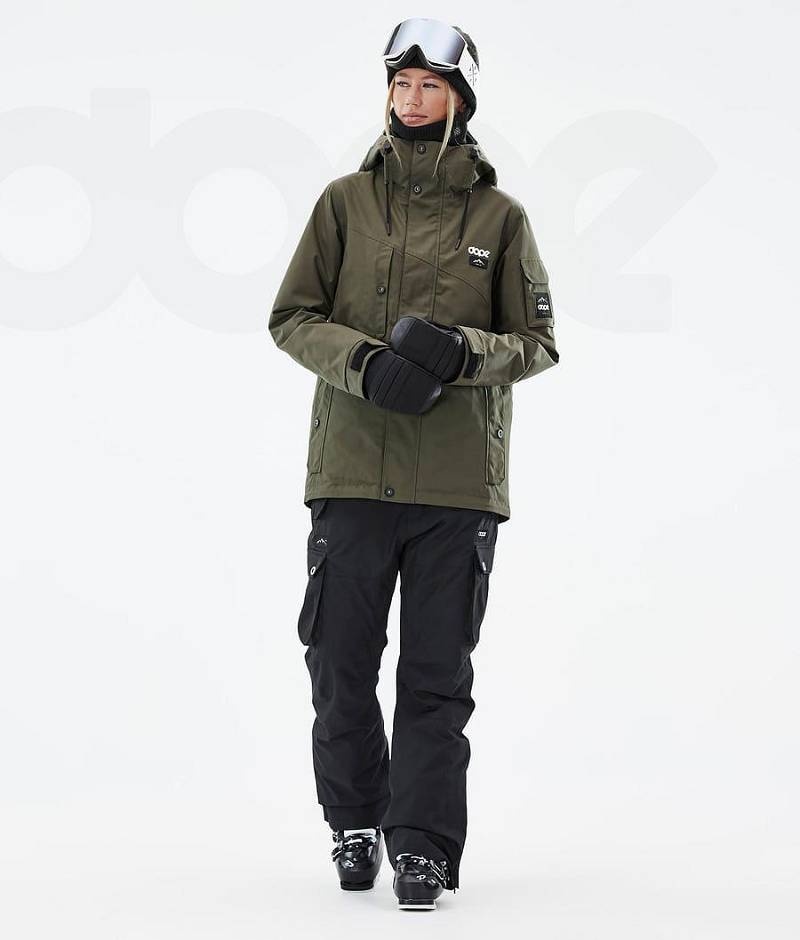 Olive / Black Women's Dope Adept W Ski Jackets | India_D2163