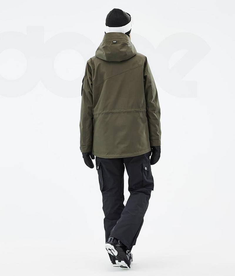 Olive / Black Women's Dope Adept W Ski Jackets | India_D2163