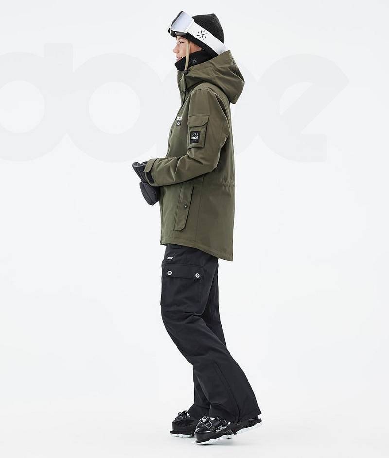 Olive / Black Women's Dope Adept W Ski Jackets | India_D2163