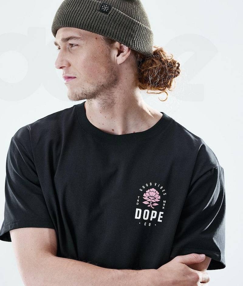 Rose Black Men's Dope Daily T-shirts | India_D1628