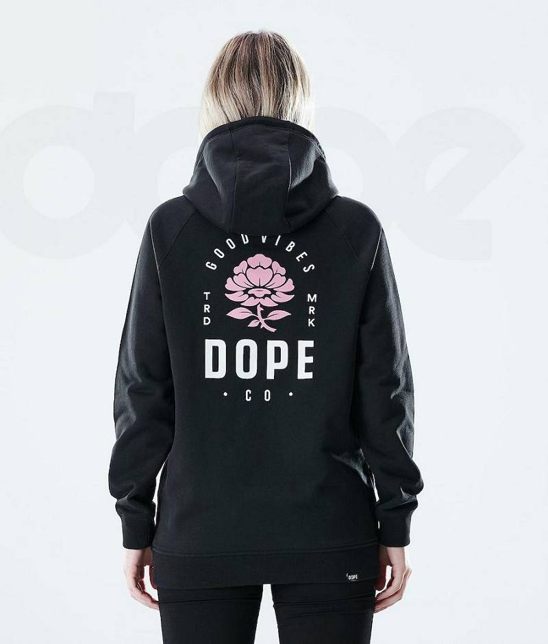 Rose Black Women's Dope Regular Hoodies | India_D1118