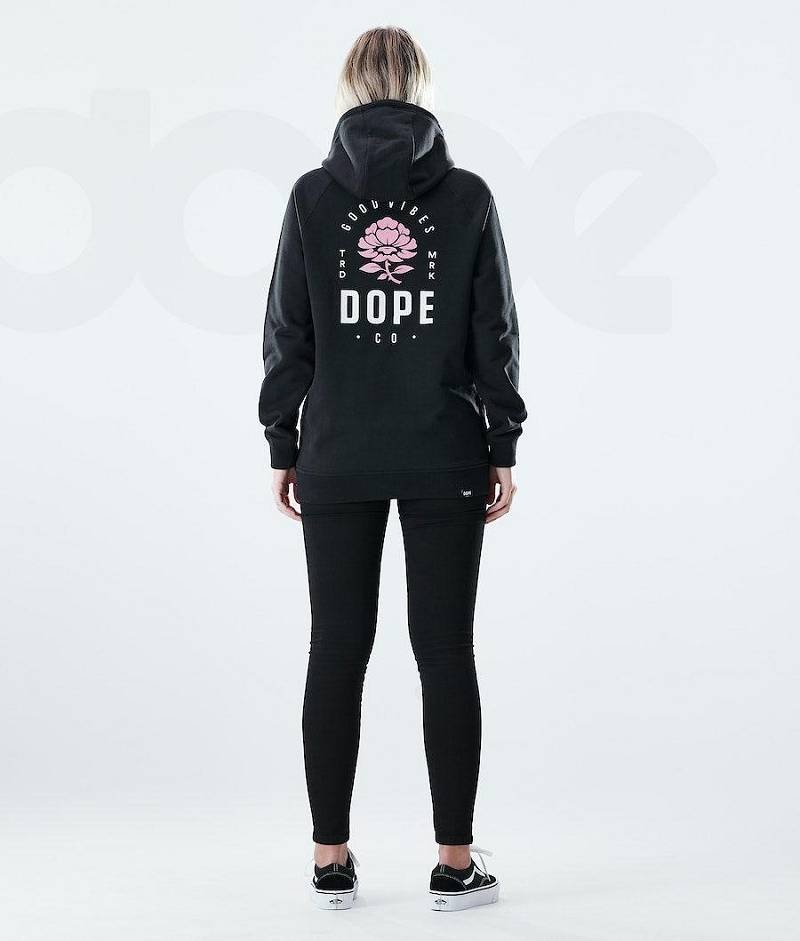 Rose Black Women's Dope Regular Hoodies | India_D1118