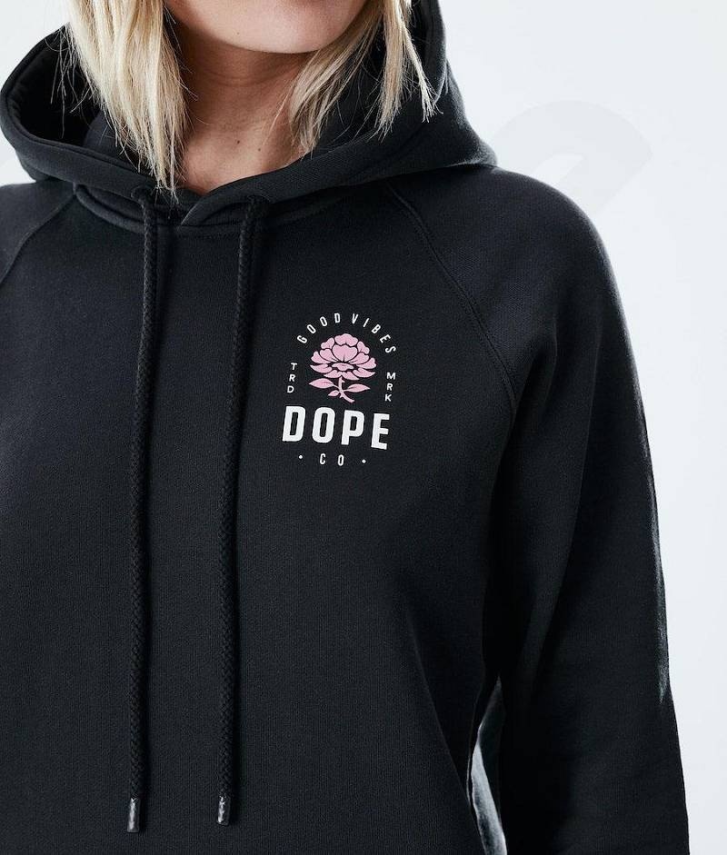 Rose Black Women's Dope Regular Hoodies | India_D1118