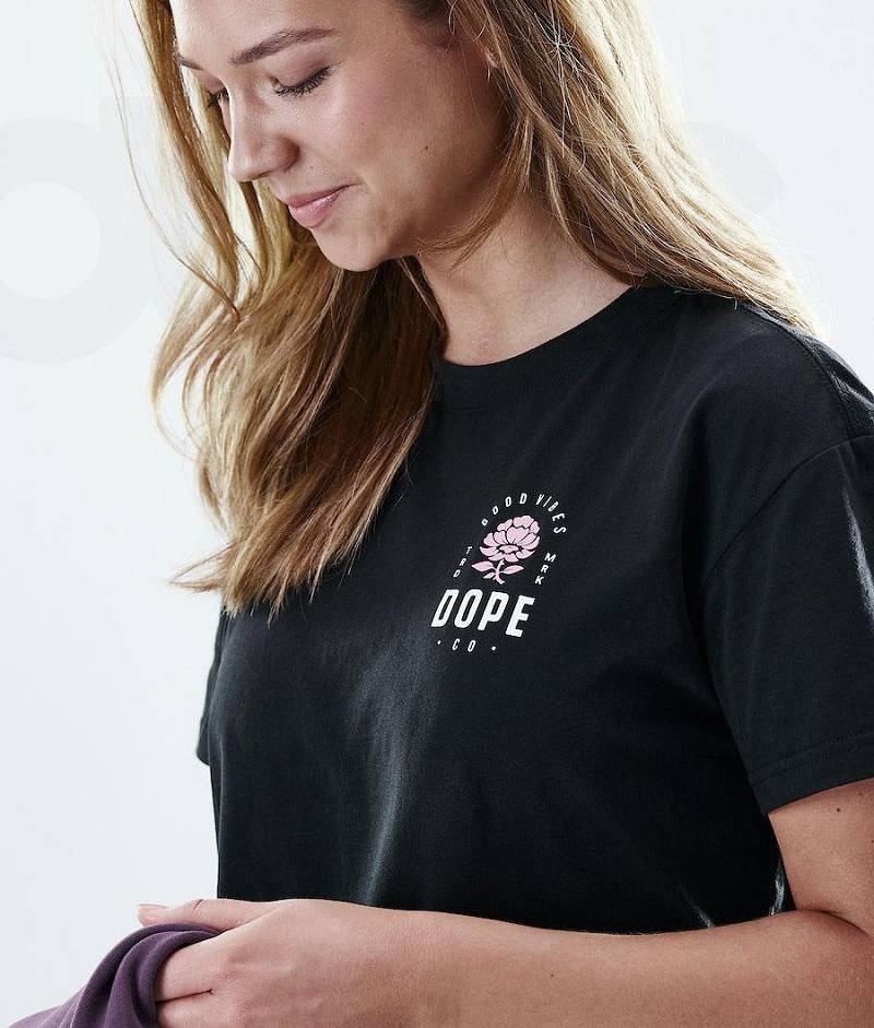 Rose Black Women's Dope Regular T-shirts | India_D2425