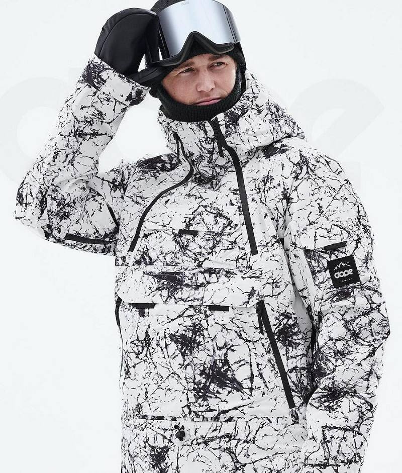 White / Black Men's Dope Akin 2021 Snowboard Jackets | India_D1729