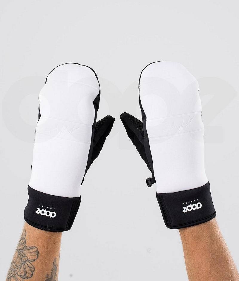 White / Black Men's Dope Signet Snowboard Gloves | India_D1149