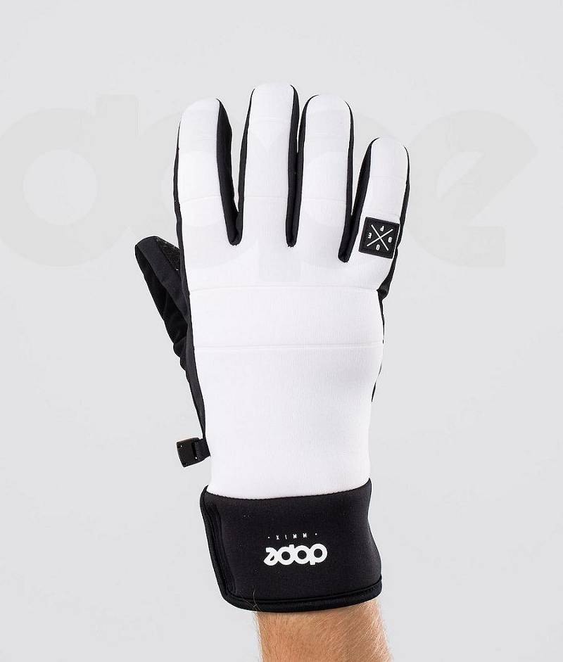 White / Black Men\'s Dope Signet Snowboard Gloves | India_D1831