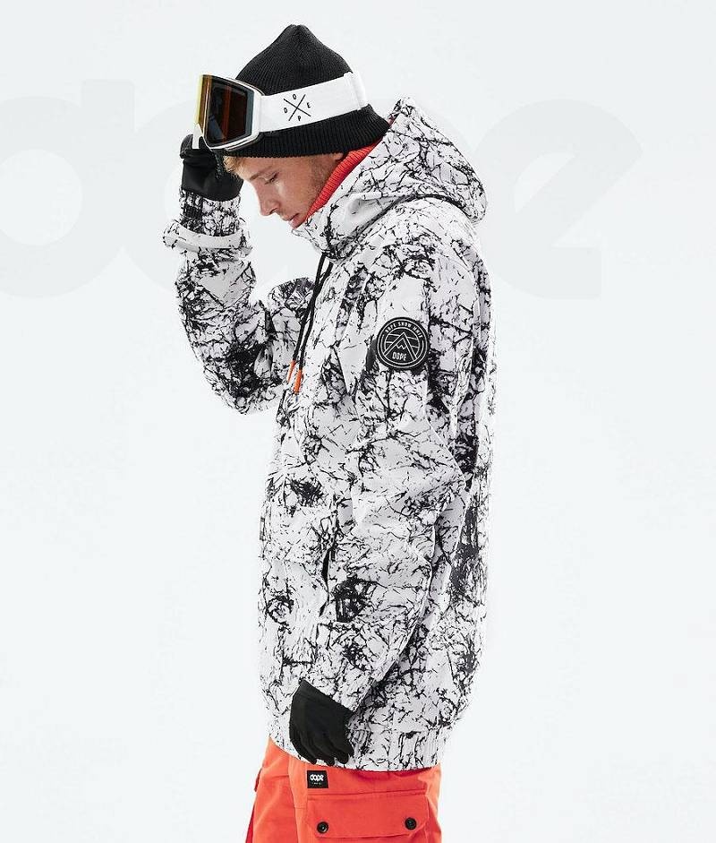 White / Black Men's Dope Wylie Ski Jackets | India_D2269