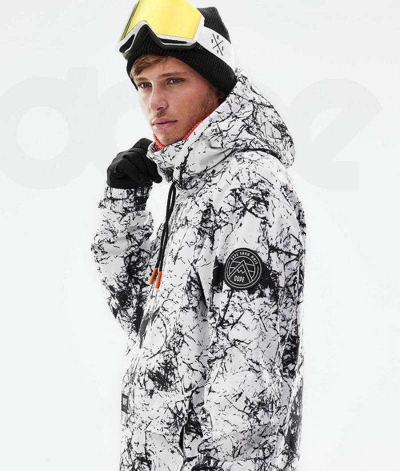 White / Black Men's Dope Wylie Snowboard Jackets | India_D2189