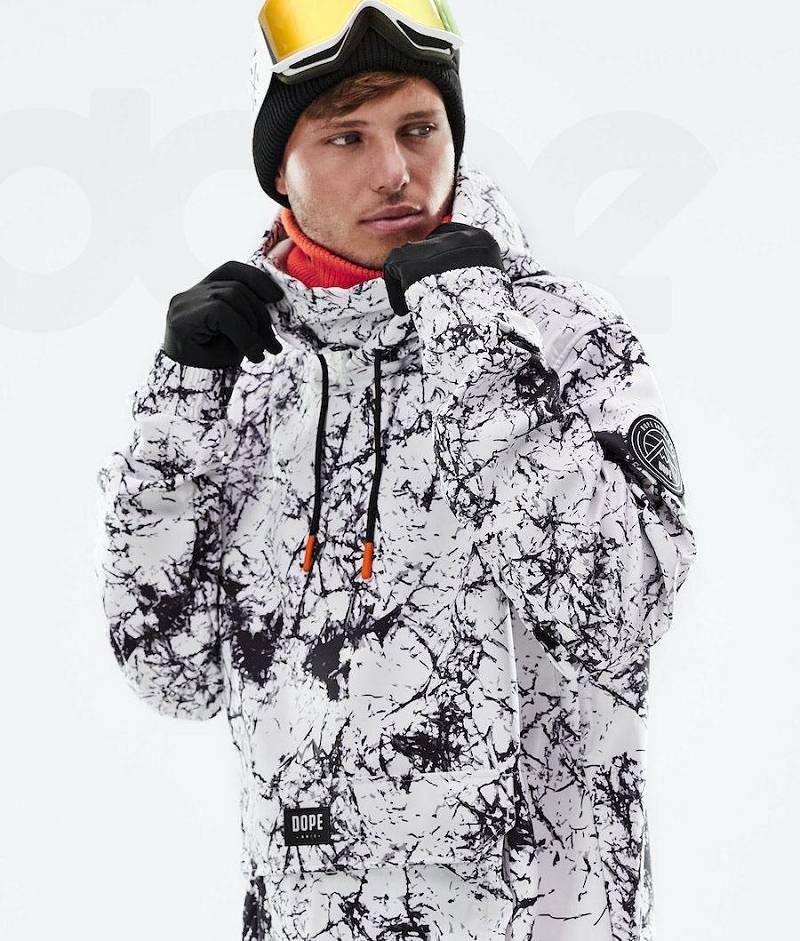 White / Black Men's Dope Wylie Snowboard Jackets | India_D2189