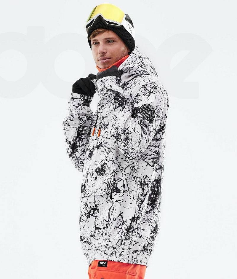 White / Black Men's Dope Wylie Snowboard Jackets | India_D2189