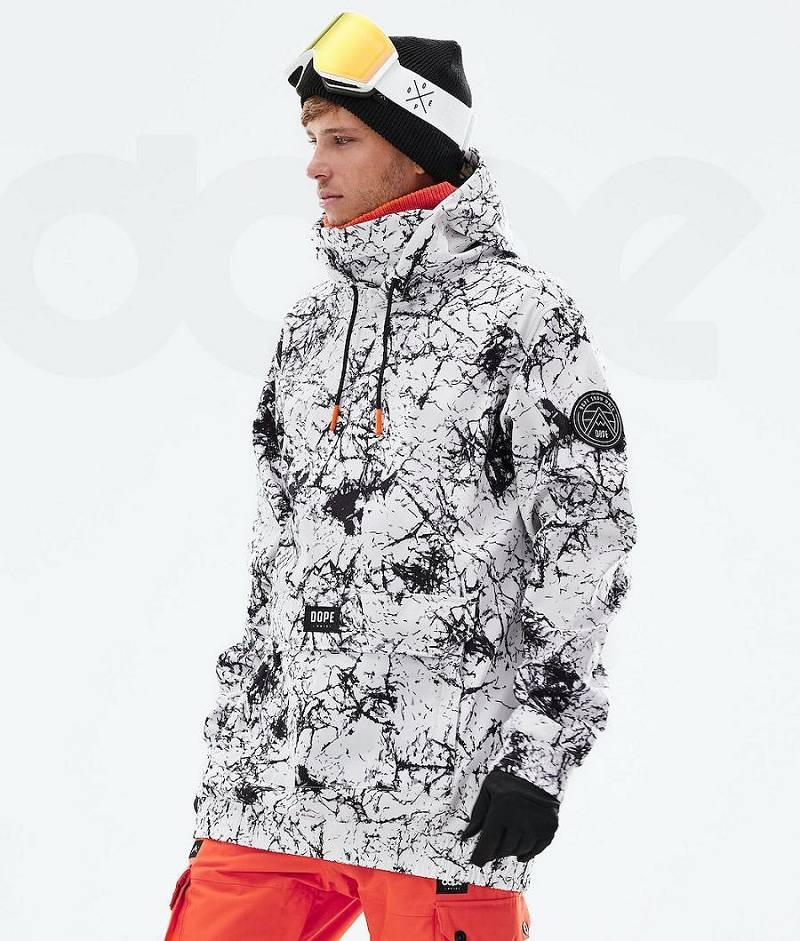 White / Black Men\'s Dope Wylie Snowboard Jackets | India_D2189