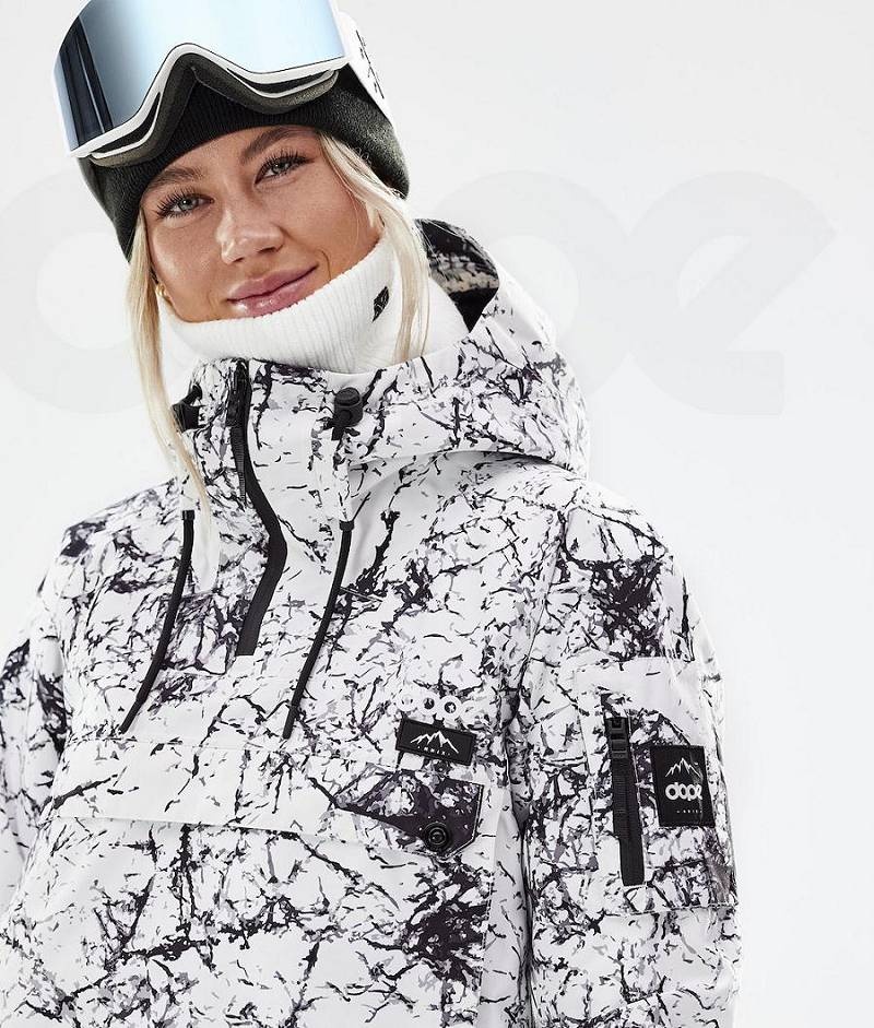 White / Black Women's Dope Annok W 2021 Snowboard Jackets | India_D1052