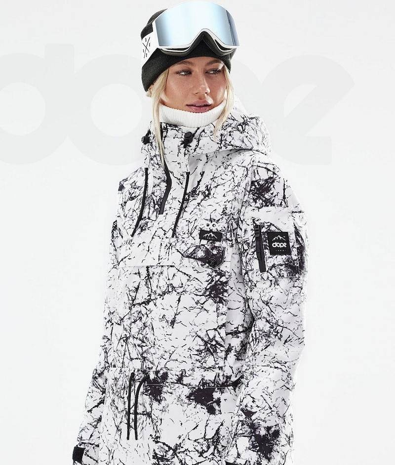 White / Black Women's Dope Annok W 2021 Snowboard Jackets | India_D1052