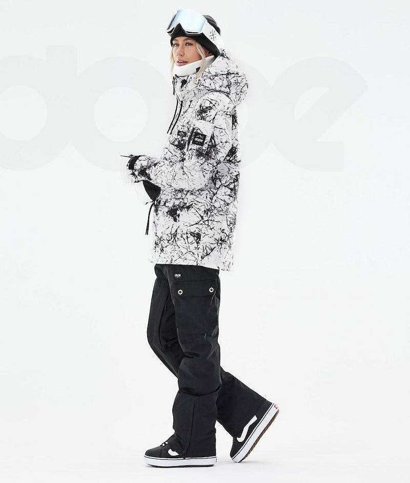 White / Black Women's Dope Annok W 2021 Snowboard Jackets | India_D1052