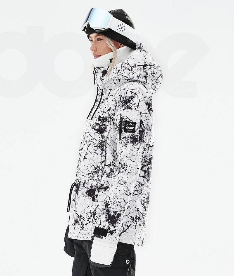 White / Black Women's Dope Annok W 2021 Snowboard Jackets | India_D1052