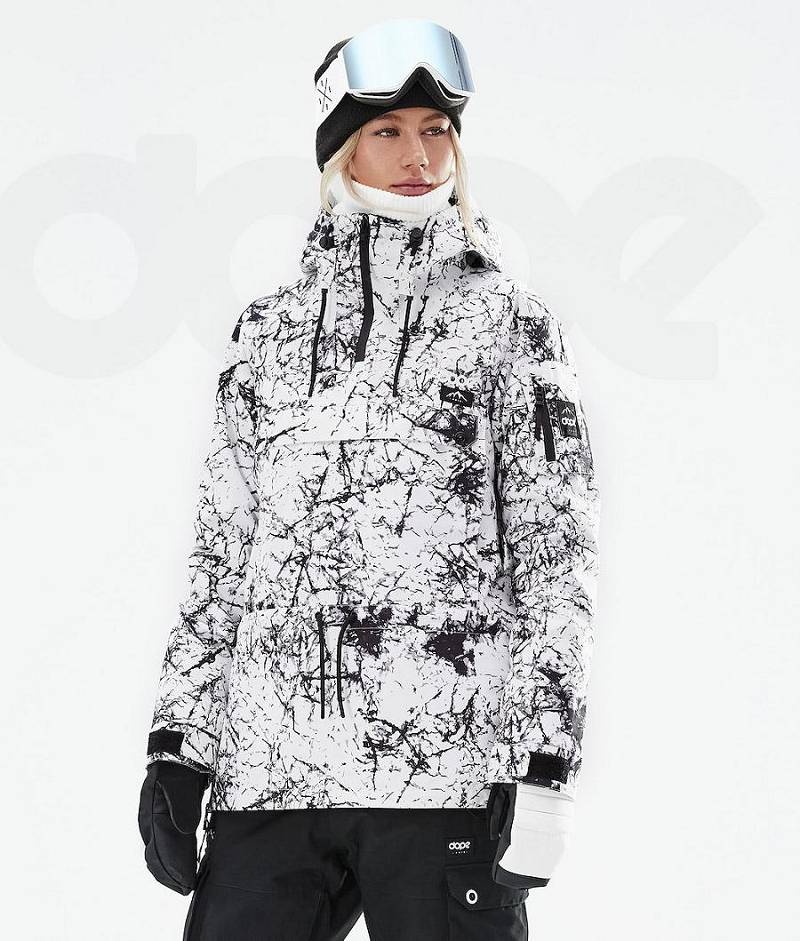 White / Black Women\'s Dope Annok W 2021 Snowboard Jackets | India_D1052