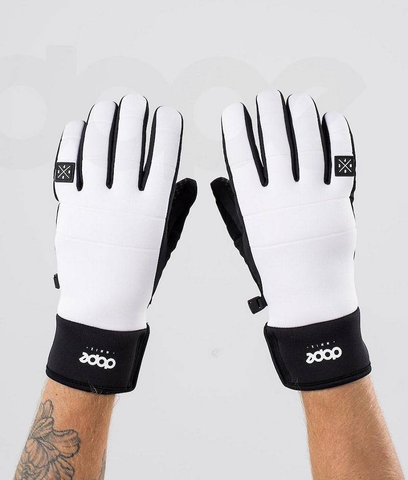 White / Black Women's Dope Signet Snowboard Gloves | India_D1575