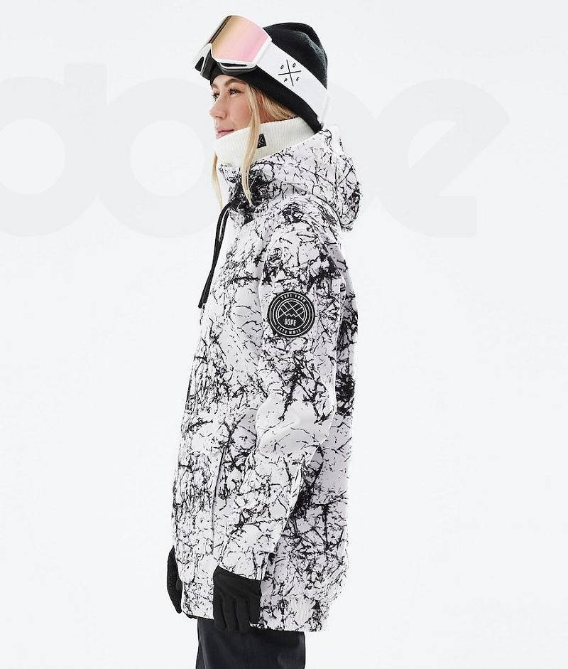 White / Black Women's Dope Wylie W Snowboard Jackets | India_D1022